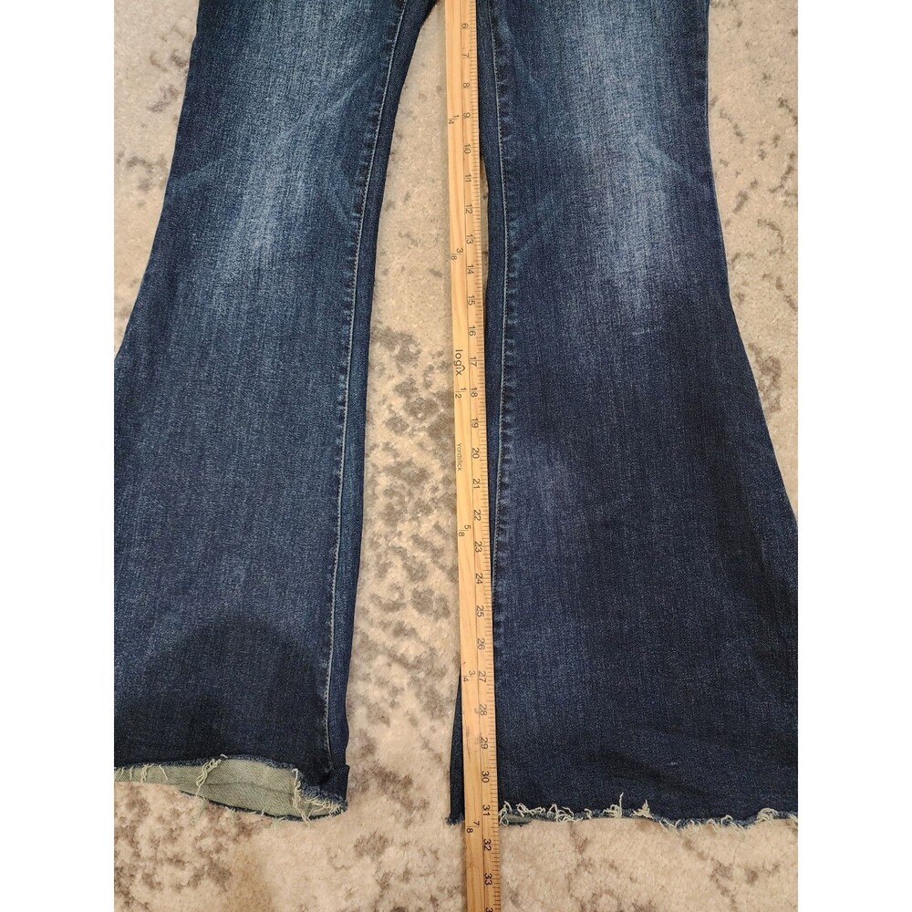 Judy Blue Flare Overalls Womens LARGE Blue Denim Jeans Stretch Bibs - Picture 4 of 8